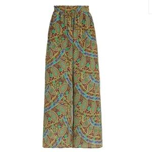BOTEH celil silk Boho Wide Leg Linen Floral Palazzo Pants size 3